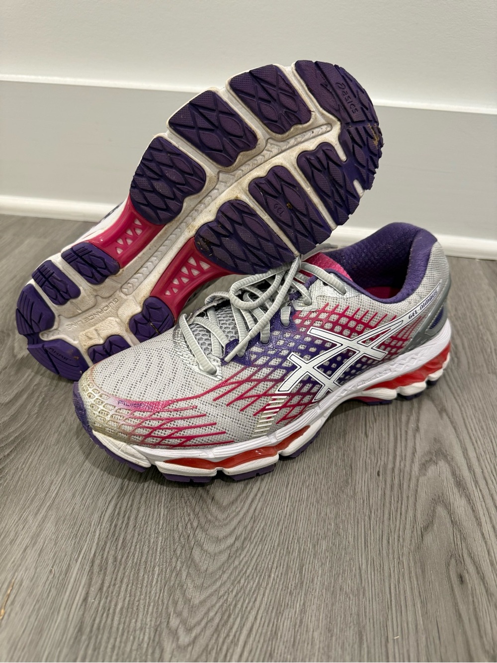 ASICS Women's Athletic Running Shoes - Gray, Purple & Pink